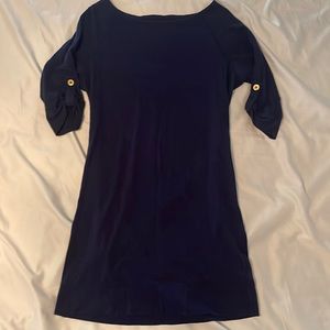 Lilly Pulitzer Navy Sleeved Cotton Dress Sz XS
